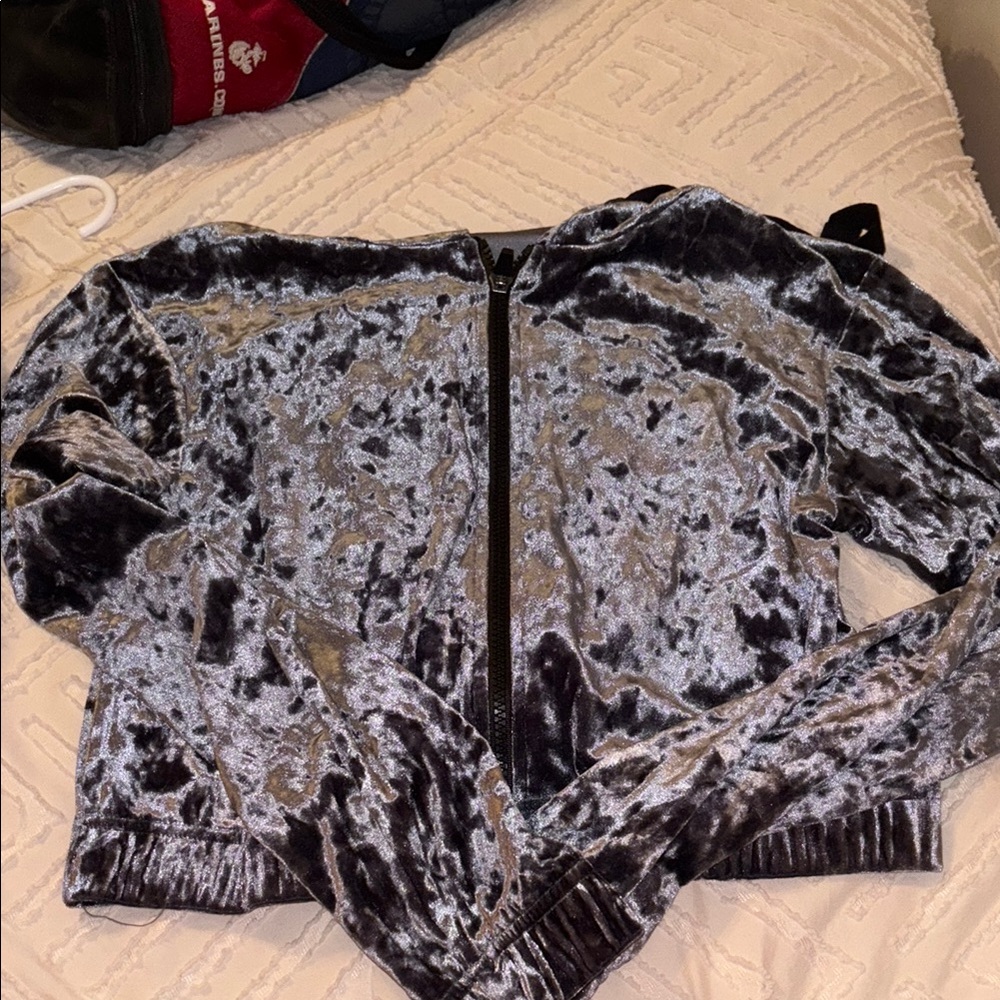 Forever 21 Metallic Gray Zip-Up Jacket